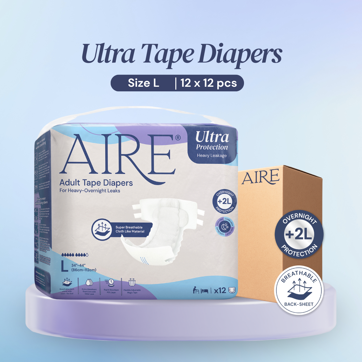 Aire® Ultra Tape Diapers -Size L