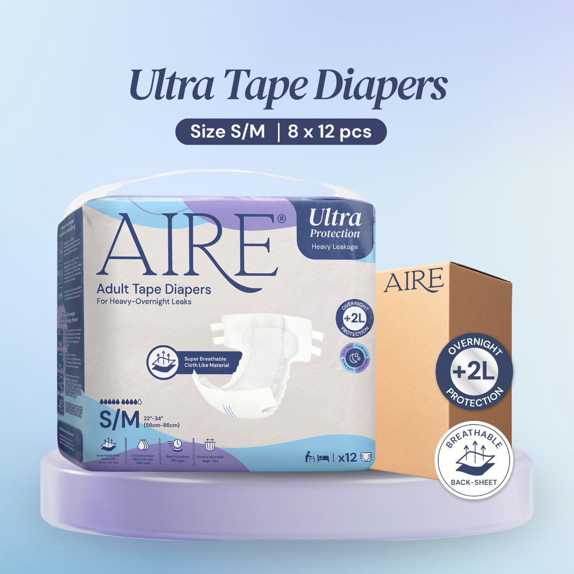 Aire® Ultra Tape Diapers - Size S/M