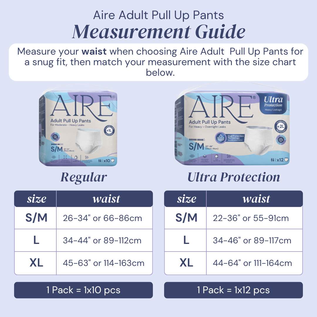 {Carton Deal} Aire Ultra Protection Adult Diaper Pull Up Pants - Size S/M (8X12 pcs) (Overnight Protection, Heavy)