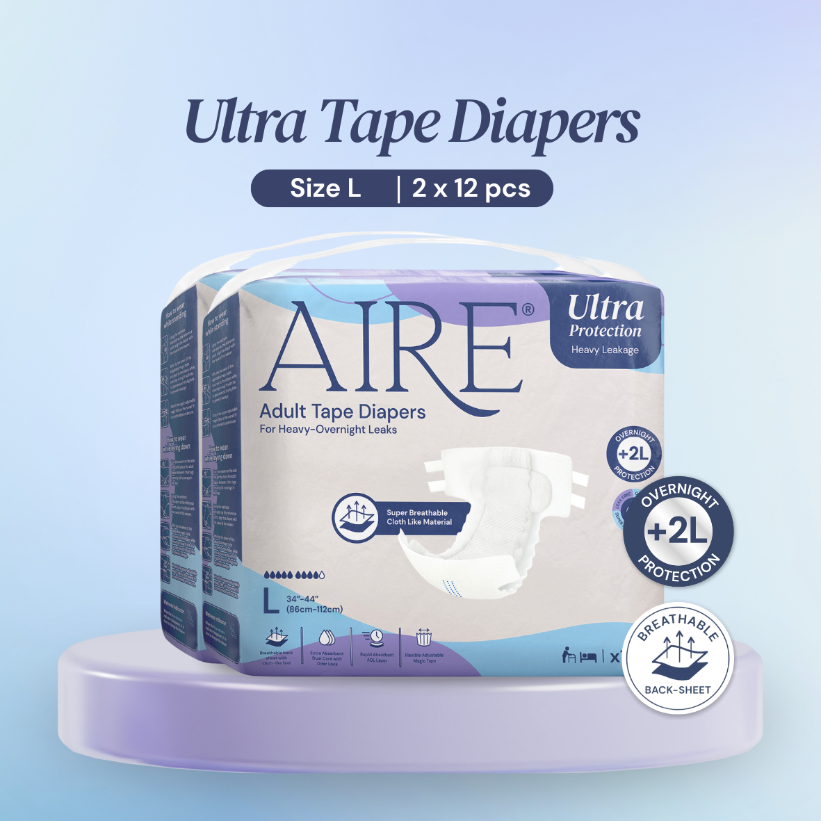 Aire Adult Tape Diapers -Size L