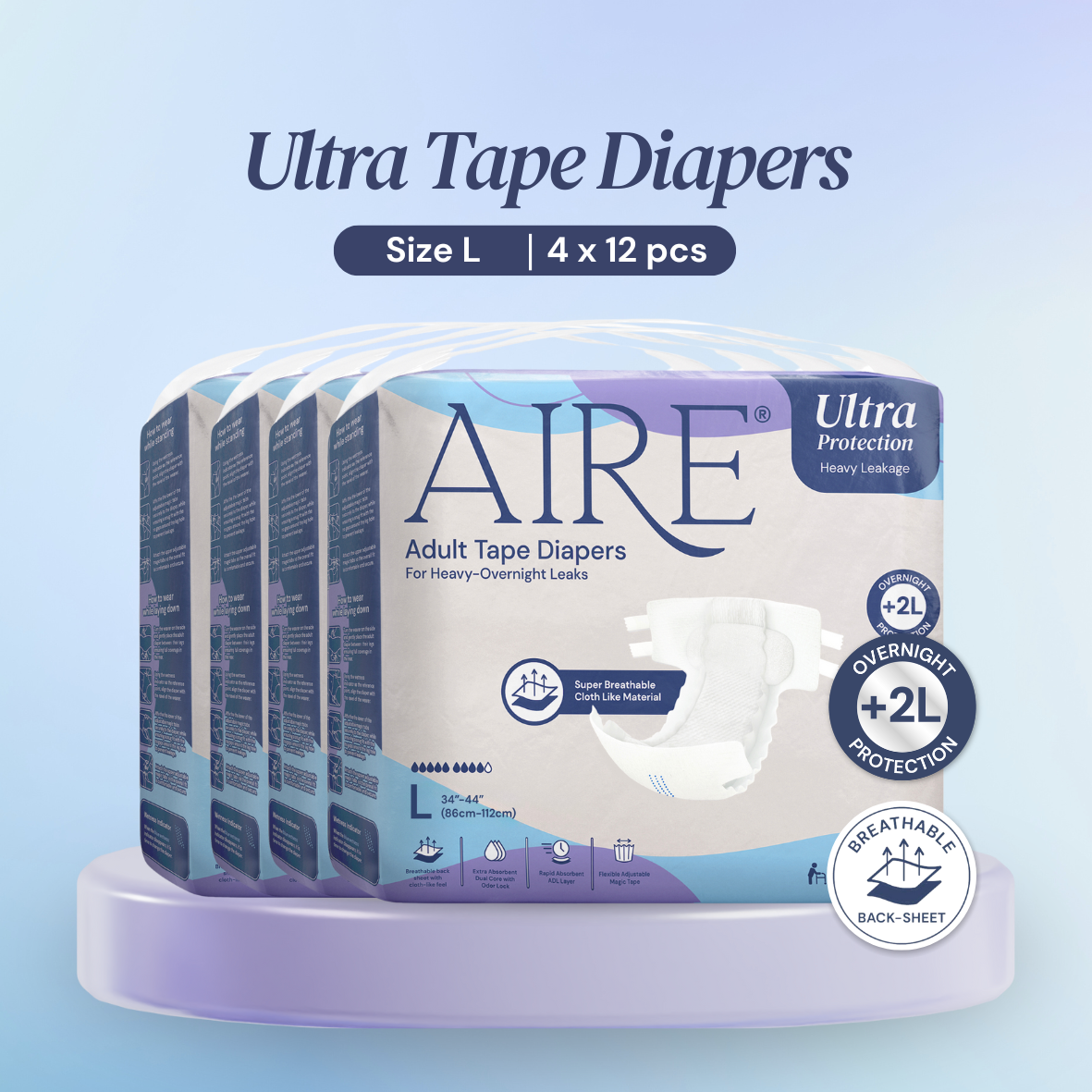 Aire Adult Tape Diapers -Size L