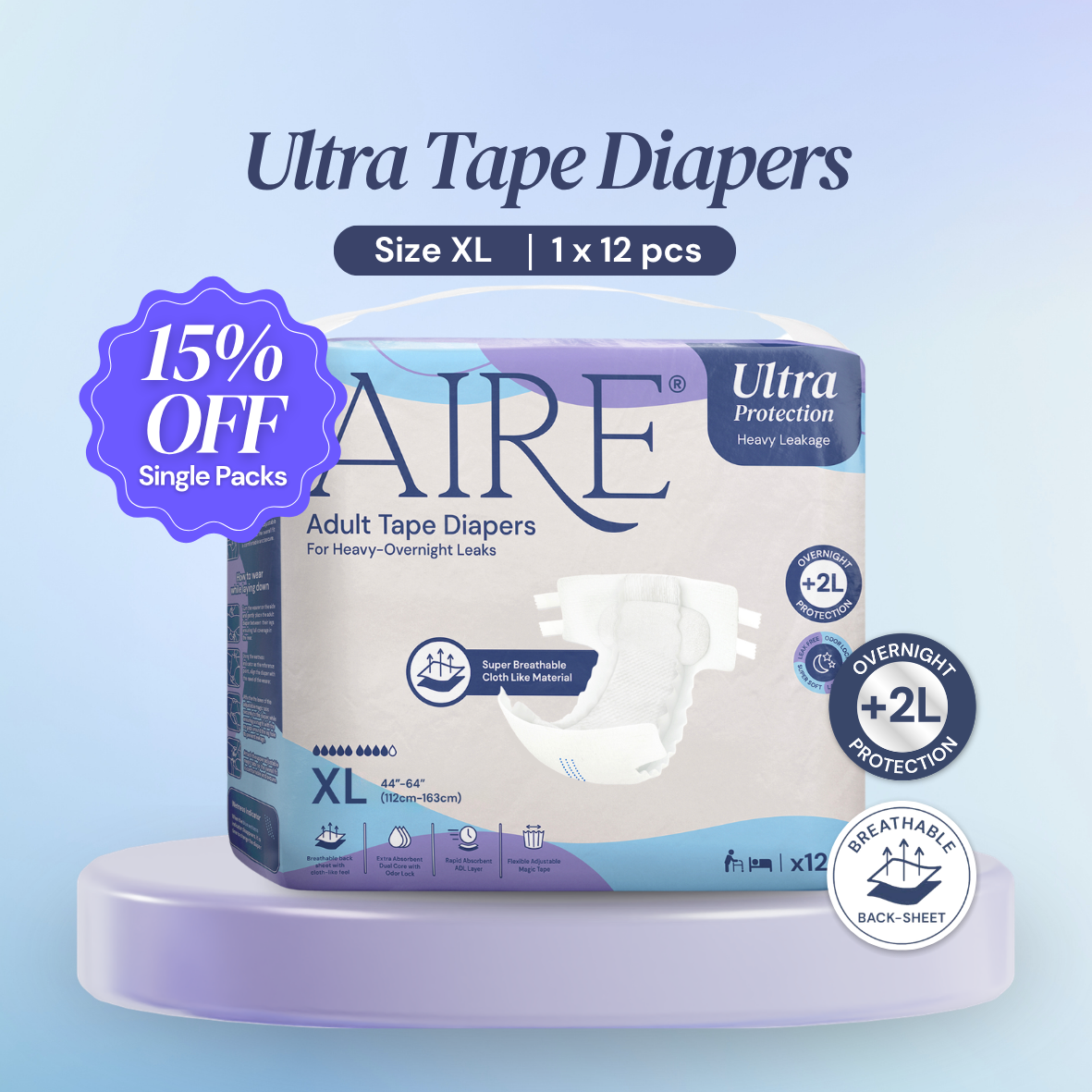 Aire® Ultra Tape Diapers - Size XL