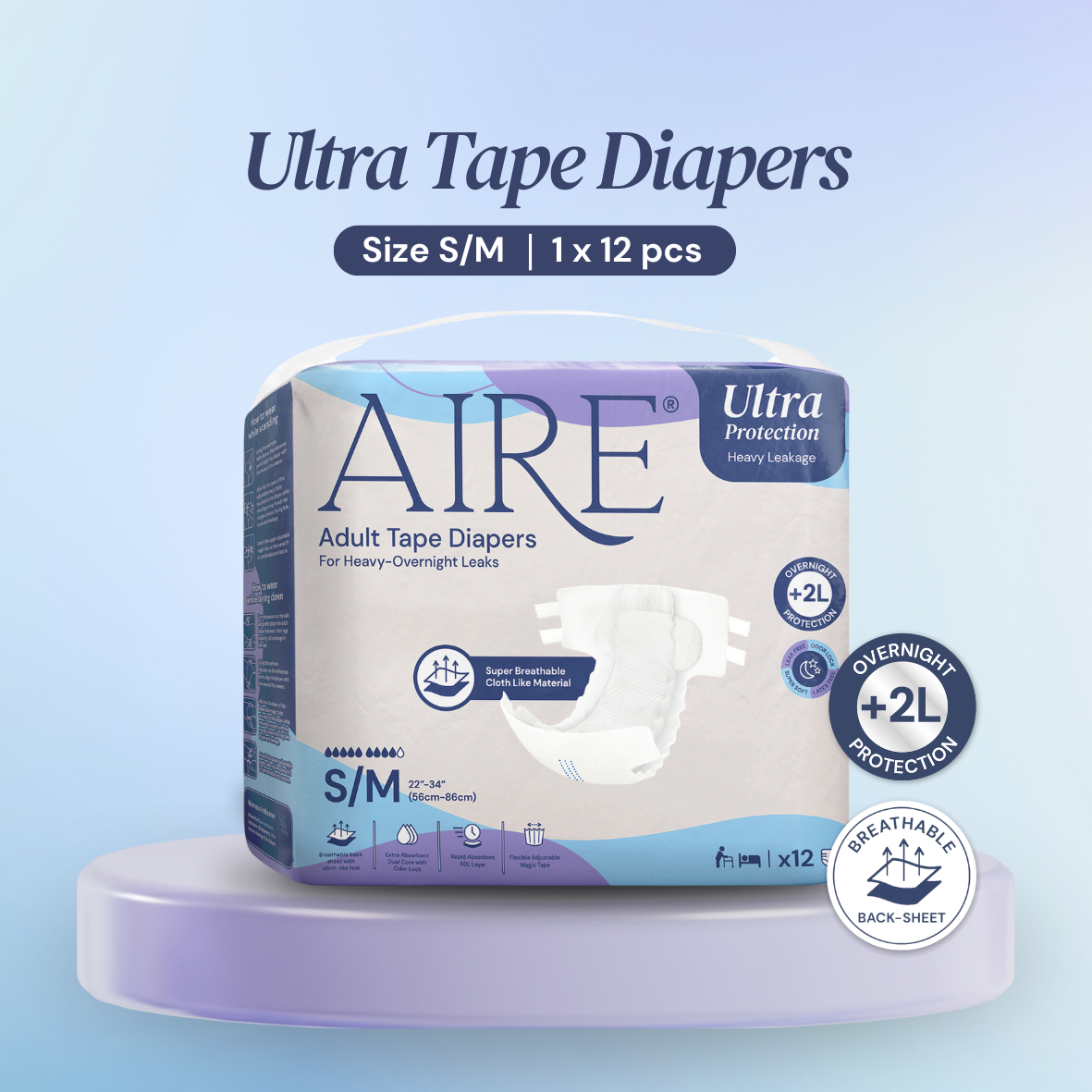 Aire® Ultra Tape Diapers - Size S/M