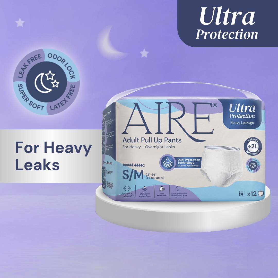 Aire Ultra Protection Adult Diaper Pull Up Pants - Size S/M (1X12 pcs) (Overnight Protection, Heavy)