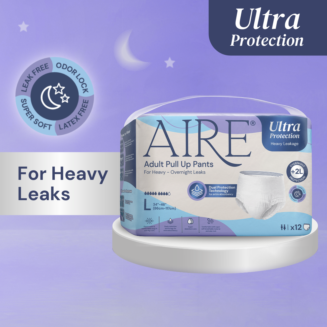 {Carton Deal} Aire Ultra Protection Adult Diaper Pull Up Pants - Size L (6X12 pcs) (Overnight Protection, Heavy)