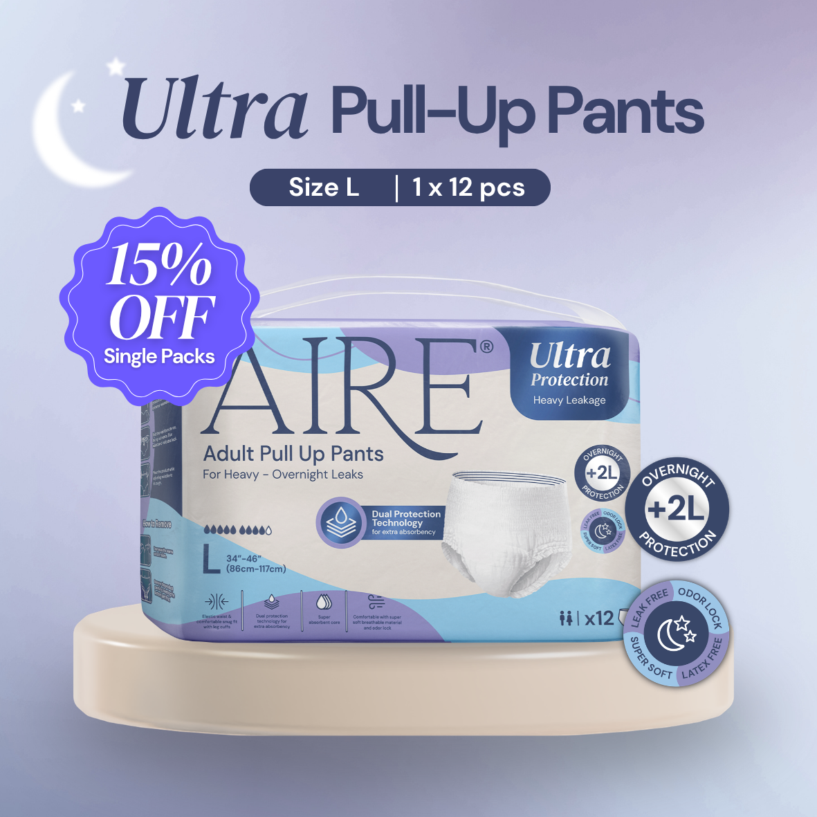 Aire® Ultra Pull Up Pants - Size L