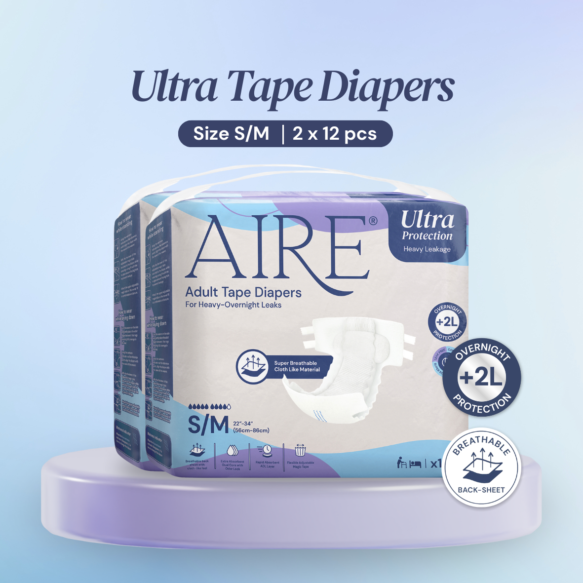 Aire® Ultra Tape Diapers - Size S/M