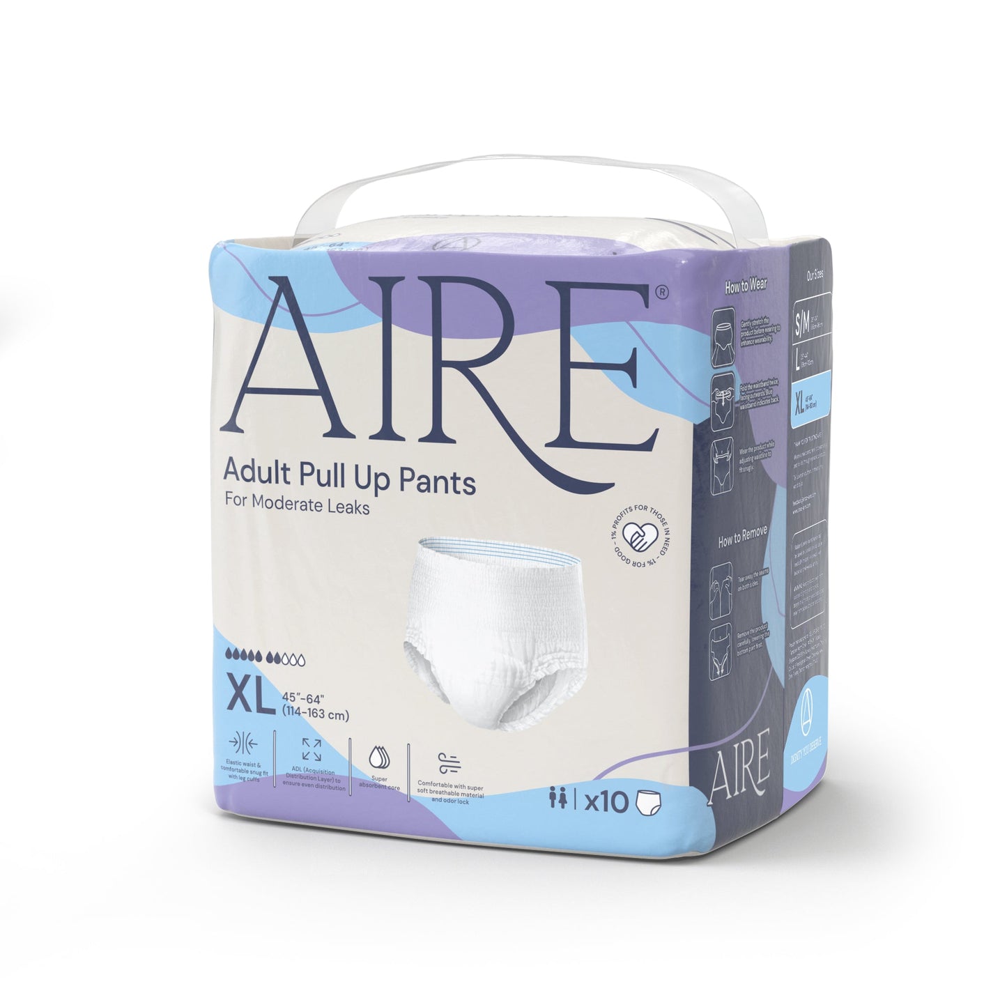 Aire Adult Diaper Pull Up Pants - Size XL (1X10 pcs) (Adult Diaper Pants, Highly Absorbent, Snug, Breathable)