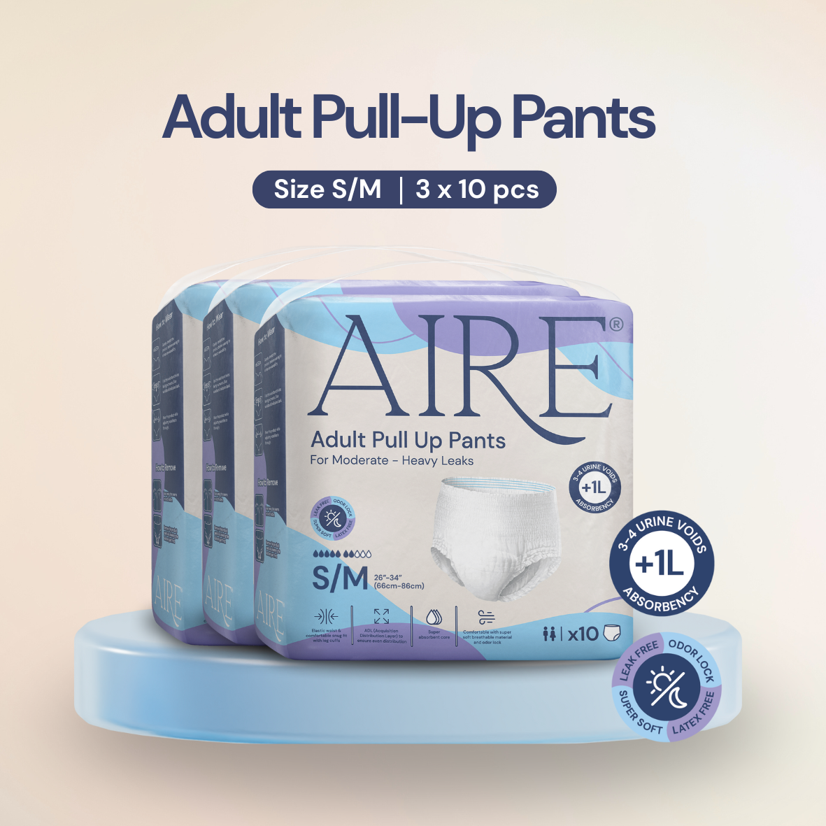 Aire® Adult Pull Up Pants- Size S/M