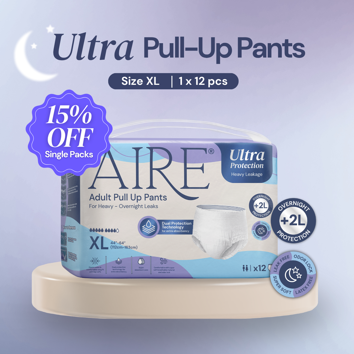 Aire® Ultra Pull Up Pants - Size XL