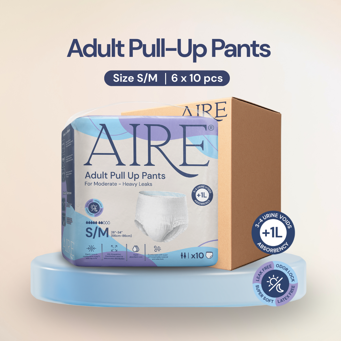 Aire® Adult Pull Up Pants- Size S/M
