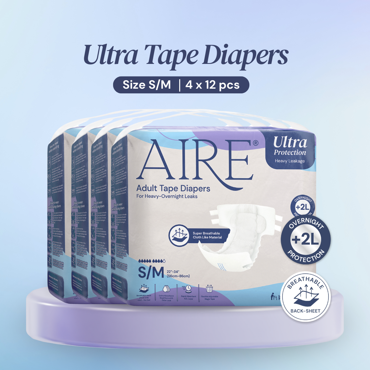 Aire® Ultra Tape Diapers - Size S/M