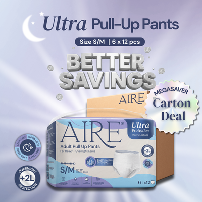 {Carton Deal} Aire® Ultra Pull Up Pants - Size S/M (6x12 pcs)