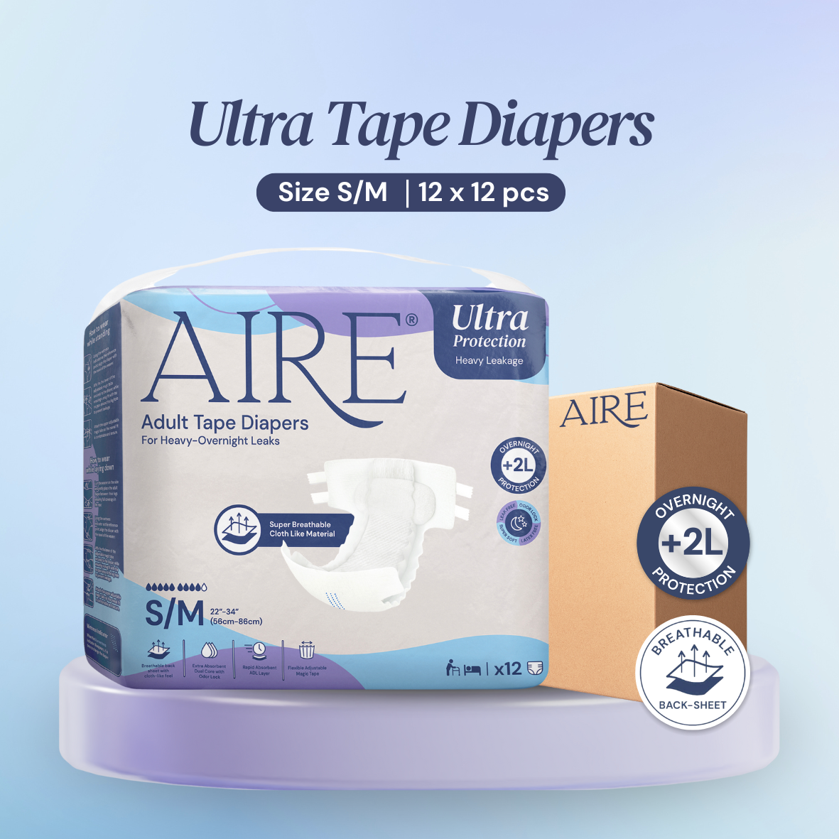 Aire® Ultra Tape Diapers - Size S/M