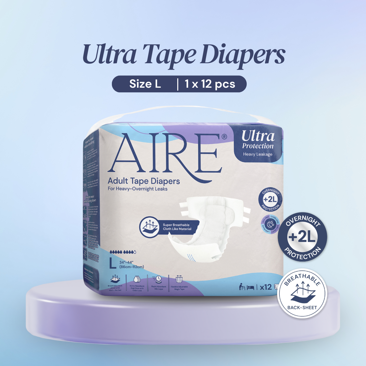 Aire Adult Tape Diapers -Size L