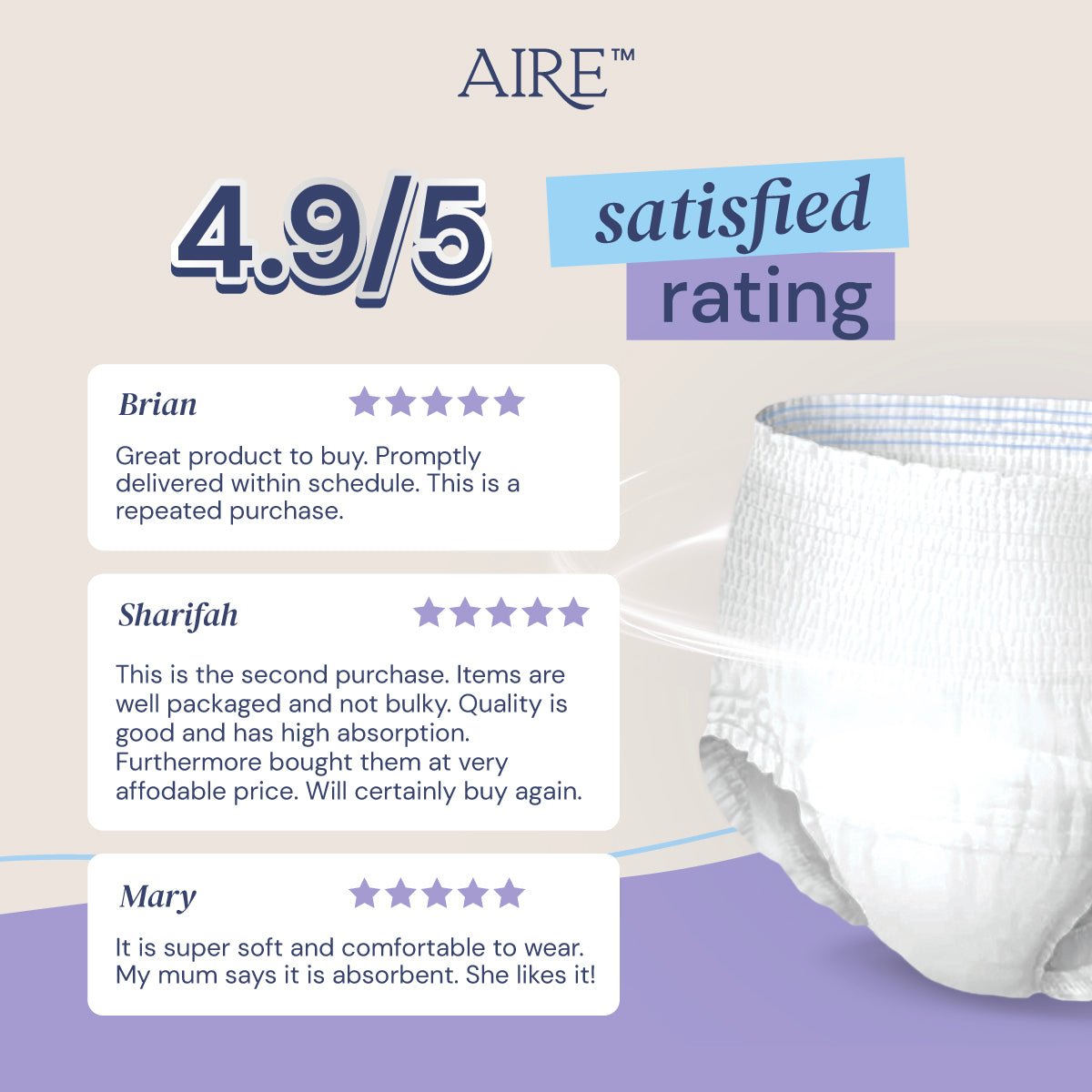 Aire Adult Pull Up Pant - Size S/M (4x10pcs) (Adult Diaper Pants)
