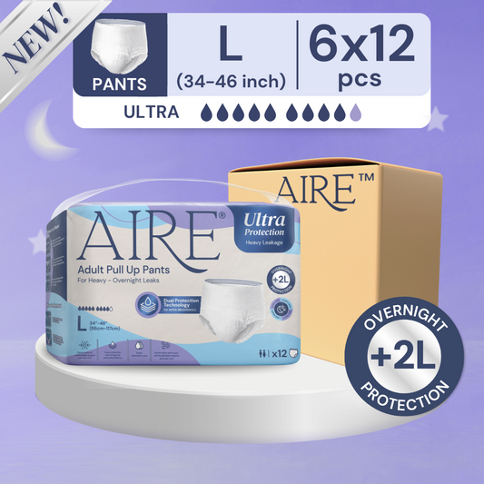 {Carton Deal} Aire Ultra Protection Adult Diaper Pull Up Pants - Size L (6X12 pcs) (Overnight Protection, Heavy)