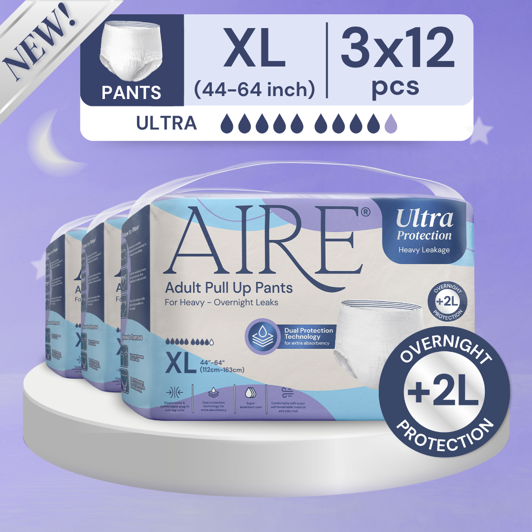 Aire Ultra Protection Adult Diaper Pull Up Pants - Size XL (3X12 pcs) (Overnight Protection, Heavy)