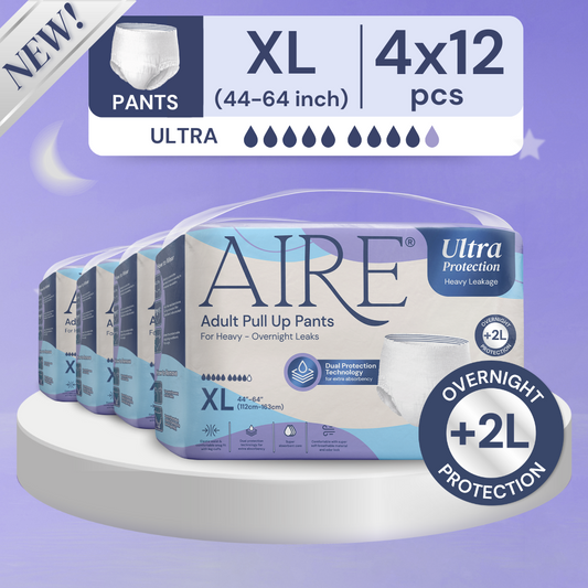 Aire Ultra Protection Adult Diaper Pull Up Pants - Size XL (4X12 pcs) (Overnight Protection, Heavy)