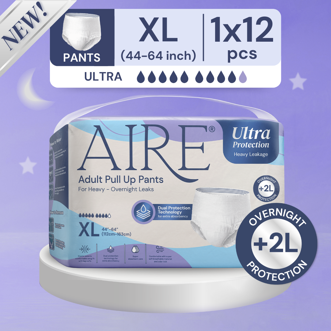 Aire Ultra Protection Adult Diaper Pull Up Pants - Size XL (1X12 pcs) (Overnight Protection, Heavy)