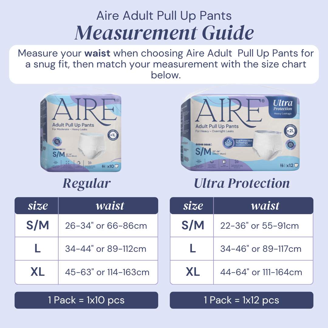 Aire Ultra Protection Adult Diaper Pull Up Pants - Size S/M (1X12 pcs) (Overnight Protection, Heavy)