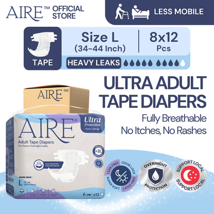 {CARTON DEAL} Aire® Ultra Tape Diapers - Size L (8x12pcs)