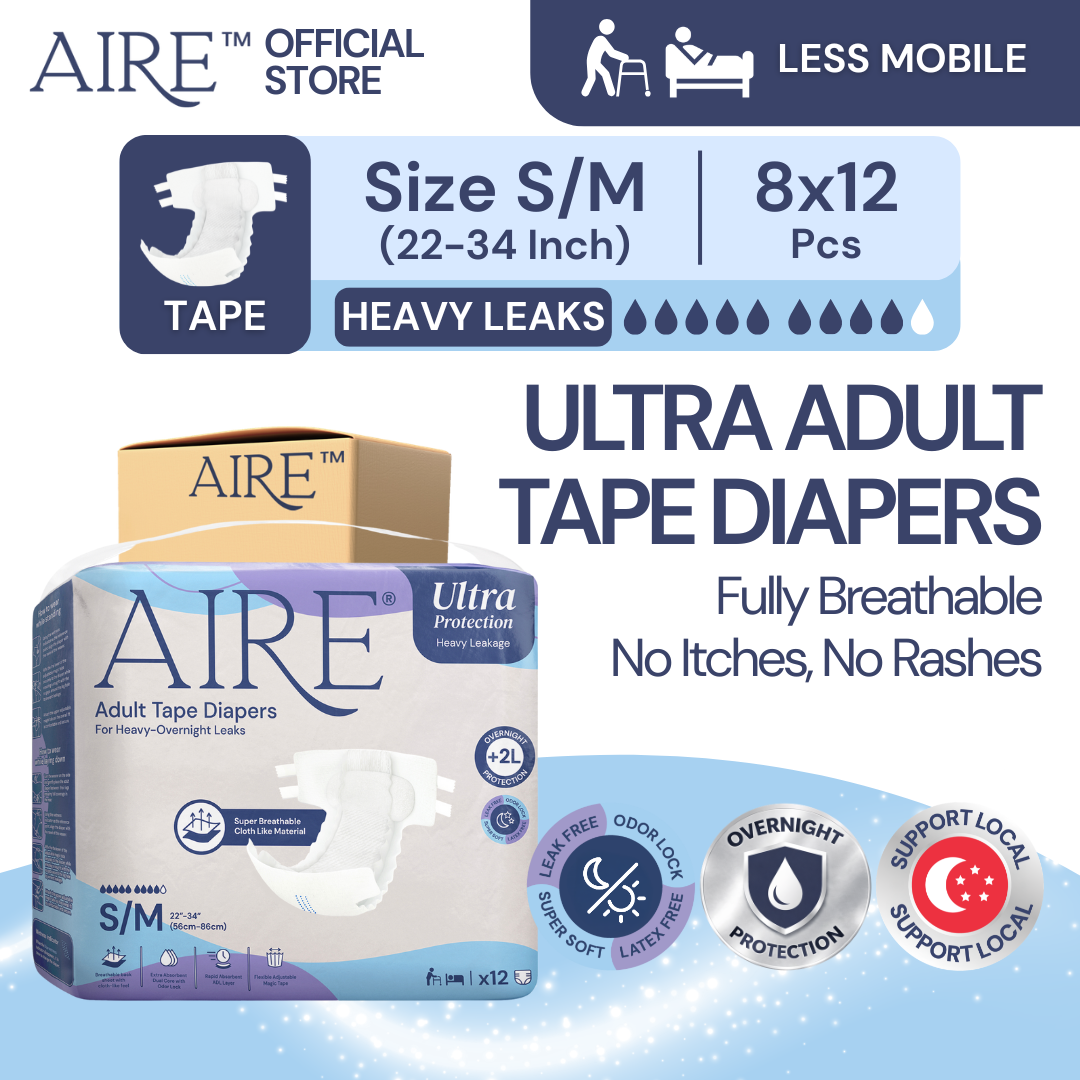 {CARTON DEAL} Aire® Ultra Tape Diapers - Size S/M (8x12pcs)
