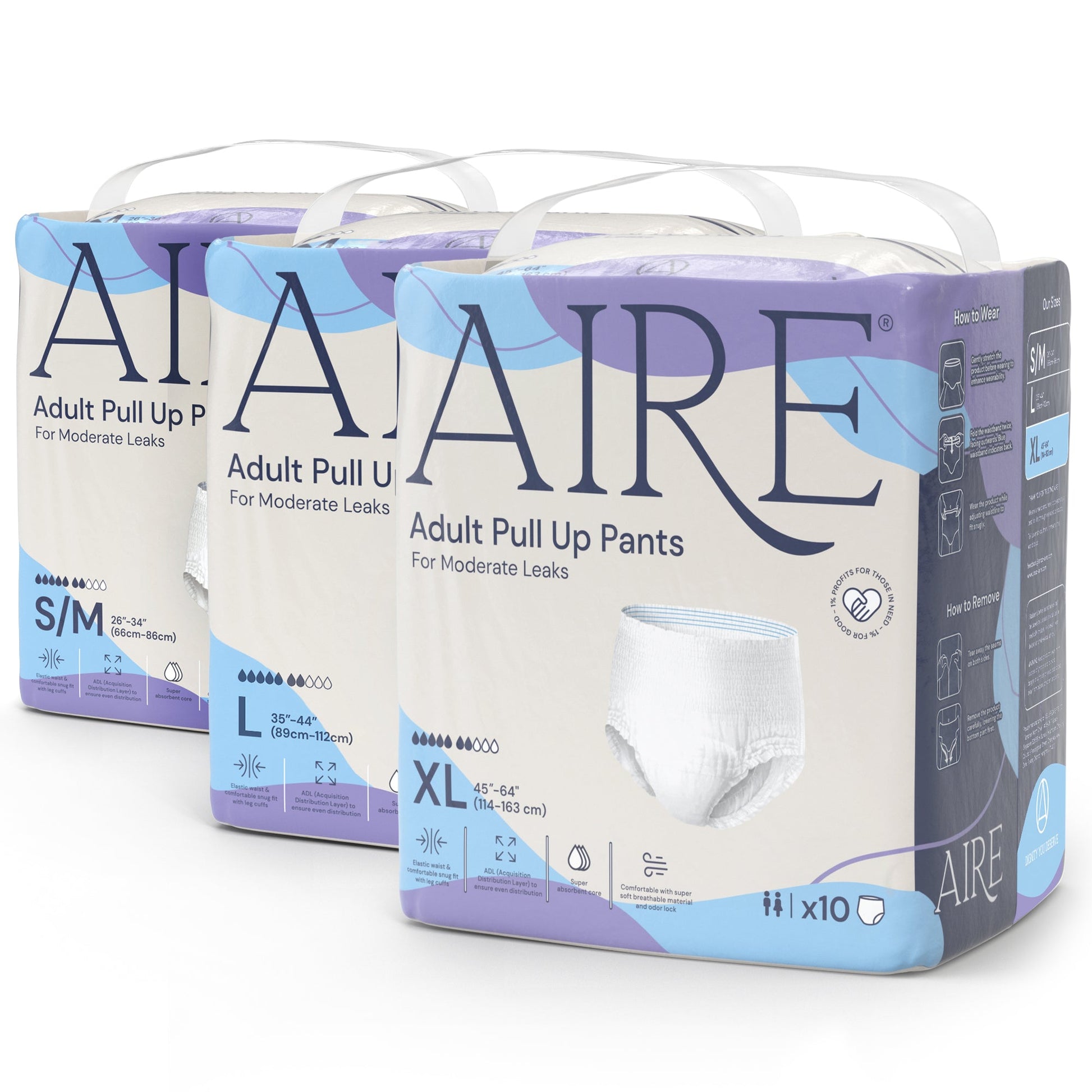 Aire Adult Diaper Pull Up Pants - Size XL (1X10 pcs) (Adult Diaper Pants, Highly Absorbent, Snug, Breathable)